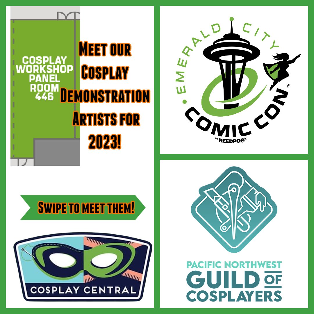 PNWCosplayGuild's tweet photo. Have you ever wanted to watch a #cosplay being created and be able to talk to the #cosplayer about it? Then join us @emeraldcitycon for #cosplaydemonstrations in #cosplaycentral at #eccc2023 
scroll through the thread to meet all our cosplay experts! 1/7 https://t.co/KdnAoco6jV