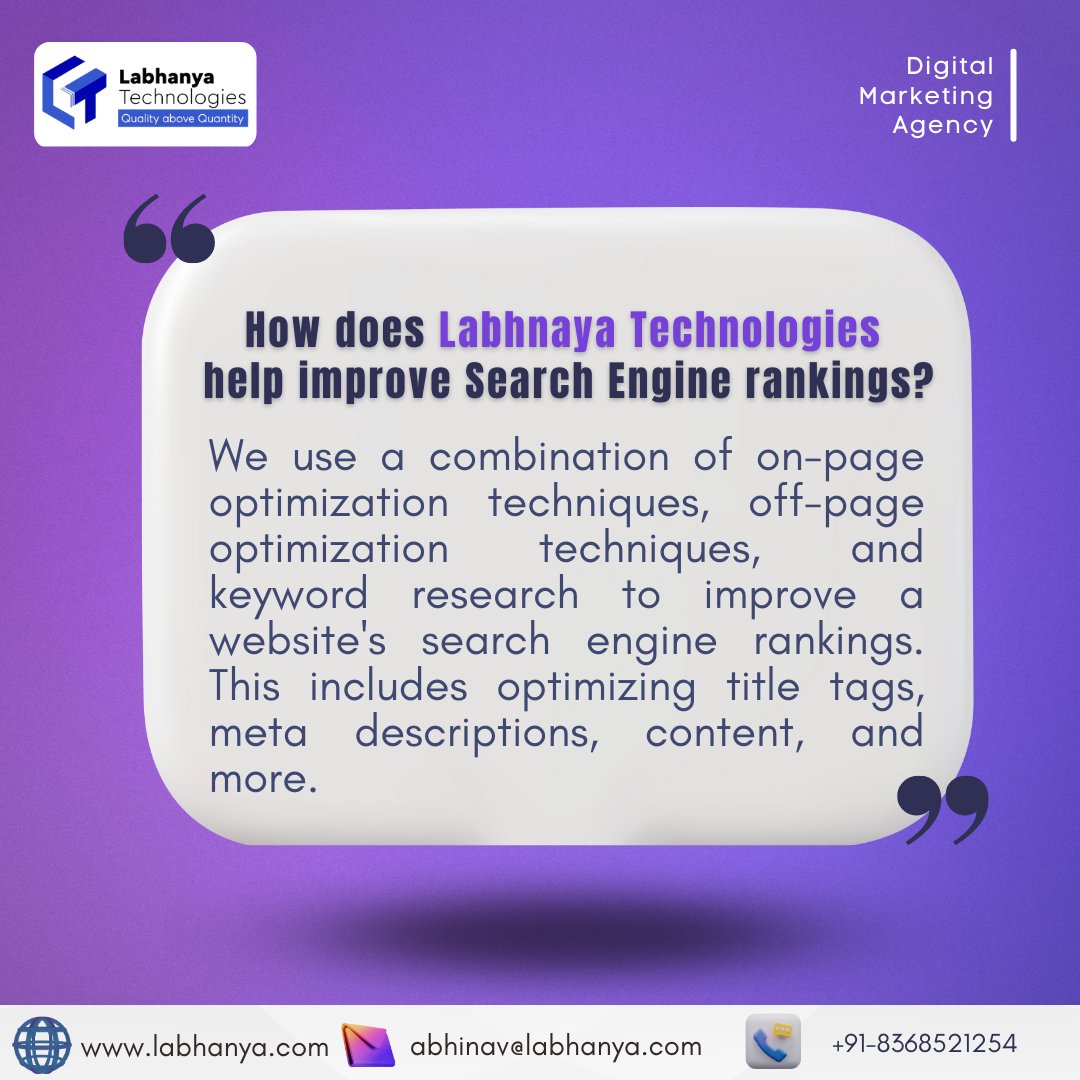 Looking to boost your search engine rankings?

From optimizing title tags to crafting engaging content, we've got the skills and experience to take your online presence to the next level

#seo #wordpress #webmasters #seotips #seotricks #seotipsandtricks #SEO #seohacks #webdevelop
