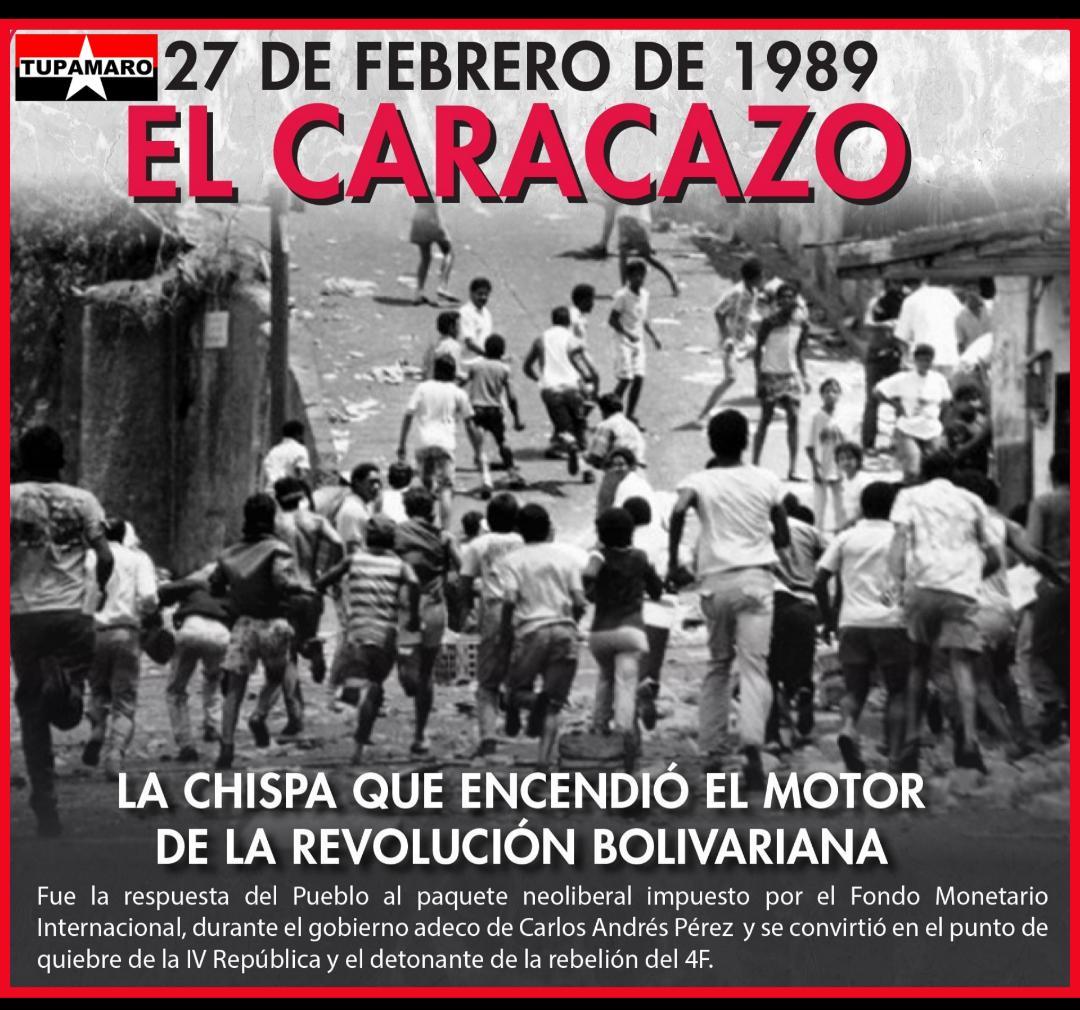 Recordamos el #27FRebeliónAntiimperialista
Insurrección popular en contra del neoliberalismo, semilla de un pueblo rebelde que reescribió la historia de la patria, puso fin a la oligarquía y marcó el camino de batalla y victoria en nuestra tierra que hoy sigue erguido 🇻🇪🚩🏴