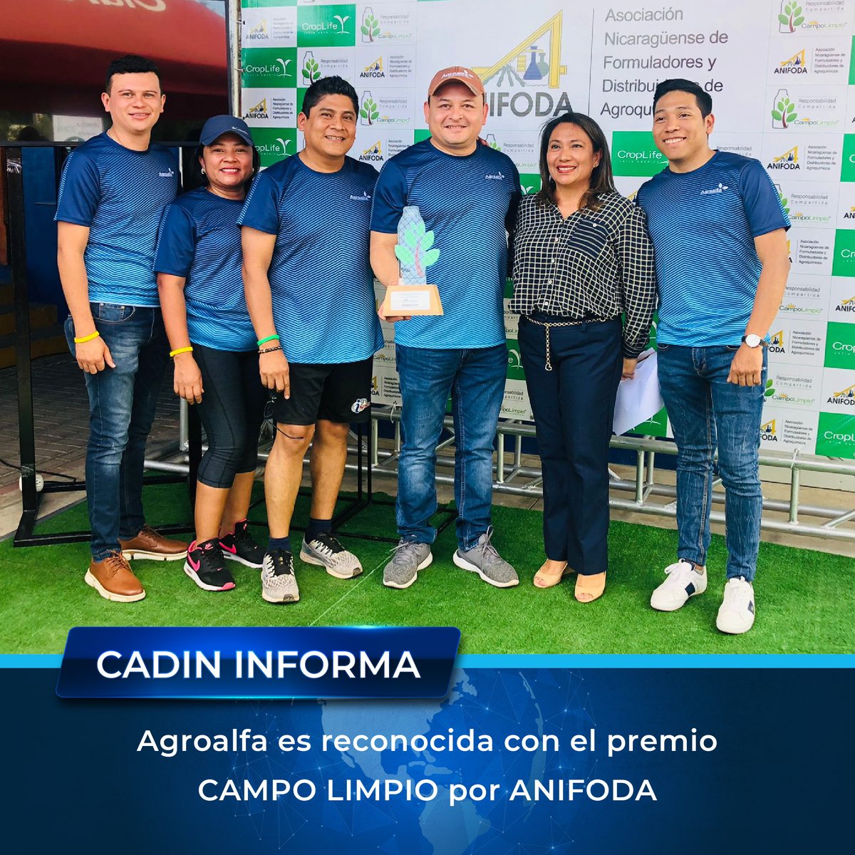 #NuestrosAgremiados  
✅𝗔𝗴𝗿𝗼𝗮𝗹𝗳𝗮 𝗲𝘀 𝗿𝗲𝗰𝗼𝗻𝗼𝗰𝗶𝗱𝗮 𝗰𝗼𝗻 𝗲𝗹 𝗽𝗿𝗲𝗺𝗶𝗼 𝗖𝗮𝗺𝗽𝗼 𝗟𝗶𝗺𝗽𝗶𝗼 𝗽𝗼𝗿 𝗔𝗡𝗜𝗙𝗢𝗗𝗔

👉Leer nota completa en nuestro sitio web cadin.org.ni/?p=2196 
#CADIN 
#comprometidosconlacalidad