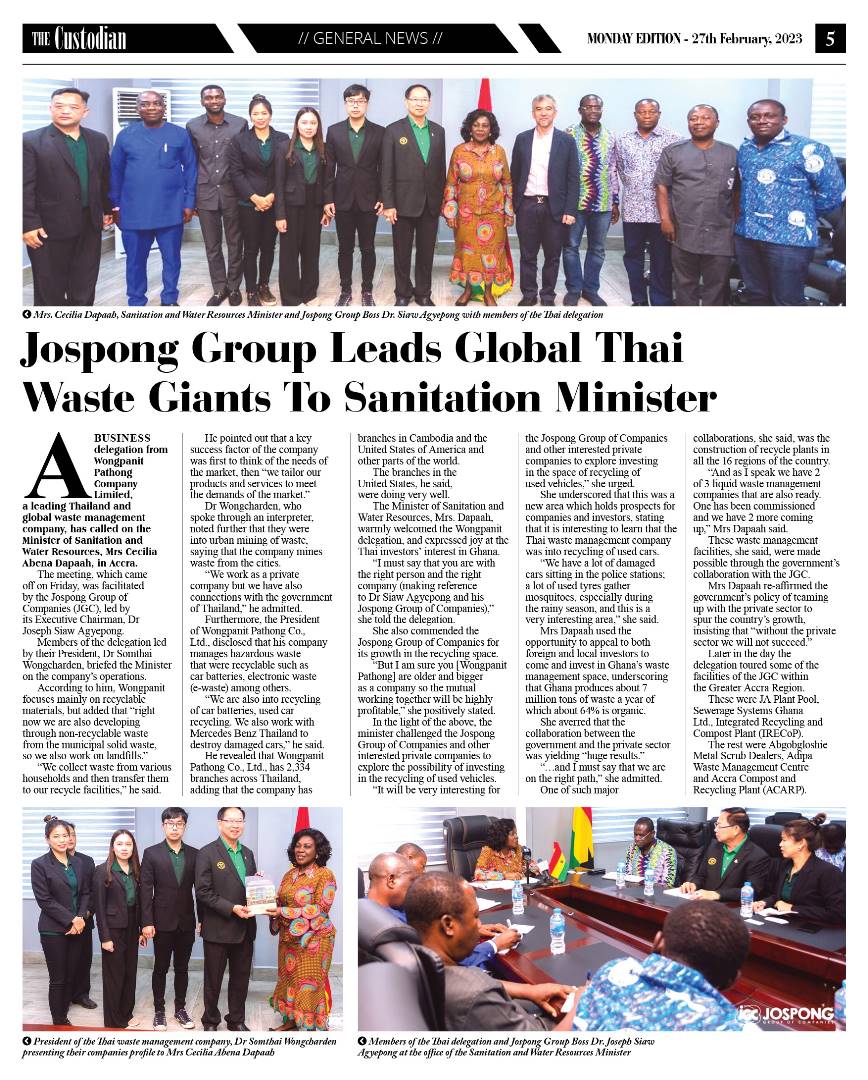 Jospong Group leads Global Thai Waste Giants to Sanitation Minister. 
#Josponggroup 
#Zoomlion