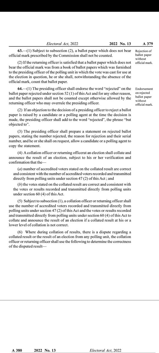 Modellablinks's tweet image. Transmit the result for Nigerians and that will be transparent enough. Nigerians want to see transparency and you as an independent body is not giving that. This is the electoral act 2022 amended section 64 sub section 4b and 5 clear tells you what to do.