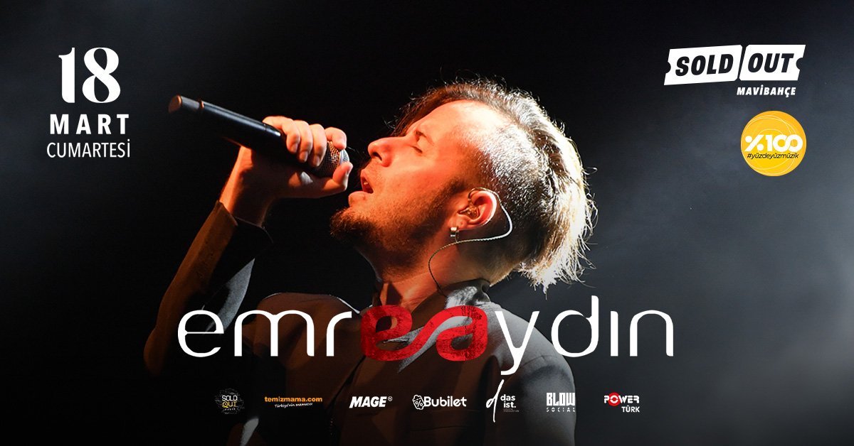 Emre Aydın, 18 Mart Cumartesi günü Sold Out Mavibahçe Sahnesi'nde sevenleriyle buluşuyor!

#soldout #mavibahçe #izmir #yüzdeyüzmüzik #konser #event #emreaydın