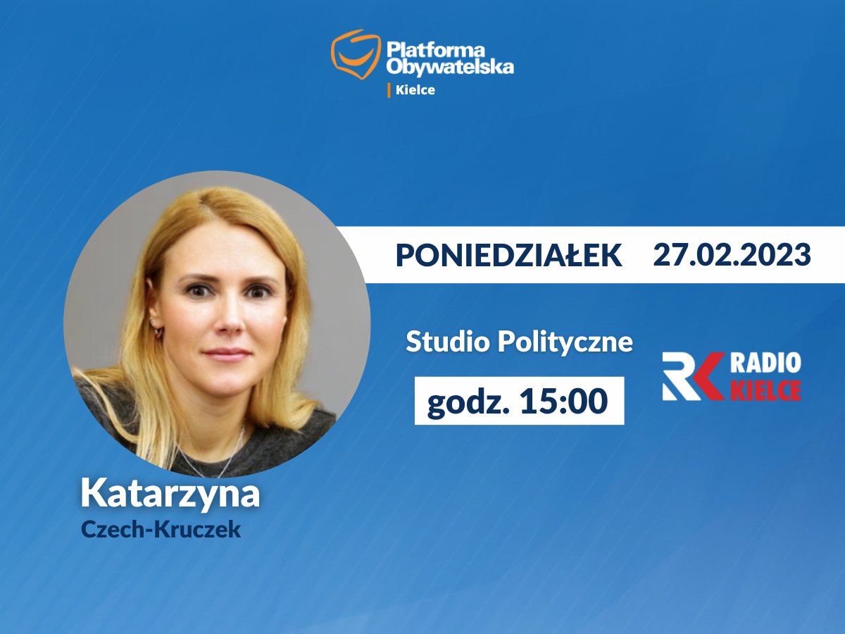 Dzisiejszym (27 lutego) gościem audycji #StudioPolityczne w @RadioKielce będzie Katarzyna Czech-Kruczek ✌️ Zapraszamy! #POwMediach