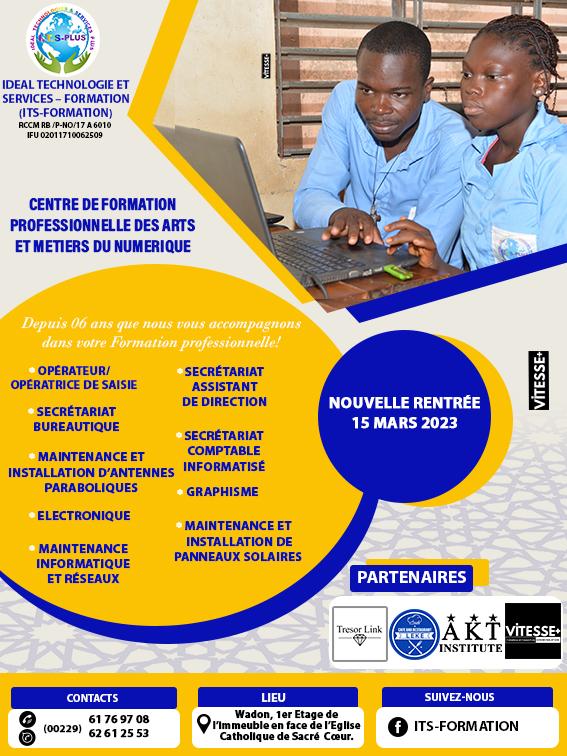 PlusDeVitesse's tweet photo. [Nouvelle Rentrée]
Les inscriptions ont débuté et se poursuivent.
Note: Possibilité de réduction allant de 20 à 30%. 
--- 
Annonceur/ ITS Formation 
Global Consulting/ @TresorLink 
Global Communication/ @PlusDeVitesse
#VitessePlus
#TresorLink
#ITSFormation
#Benin https://t.co/SyDwRCi0y9