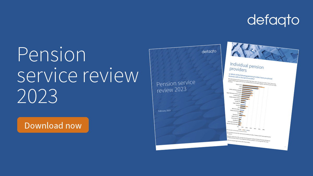 DefaqtoAdviser's tweet photo. The 2023 Pension service survey is now live.
Download the full pension service review now to see how your experience compares to that of your peers.
Learn more 👉https://t.co/BHpwzLNMk5
#pension #survey #ifa #financialadvice https://t.co/QE9EO7Tioh