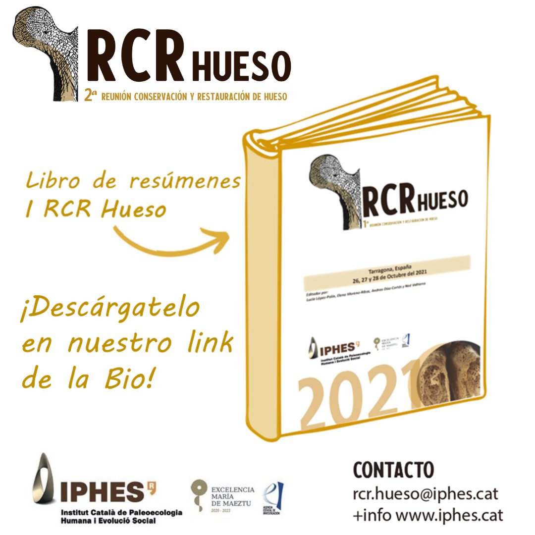 rcrhueso (@rcrhueso) on Twitter photo Por si te perdiste la edición de 2021, o por si necesitas inspiración para ver como planteas tu propuesta de este año, os informamos de que tenéis el libro de resúmenes del I RCR Hueso 🦴 disponible para su descarga gratuita en la web del <a href="/iphes/">IPHES-CERCA</a>
¡Sigue el 🧵! Por si te perdiste la edición de 2021, o por si necesitas inspiración para ver como planteas tu propuesta de este año, os informamos de que tenéis el libro de resúmenes del I RCR Hueso 🦴 disponible para su descarga gratuita en la web del <a href="/iphes/">IPHES-CERCA</a>
¡Sigue el 🧵!
