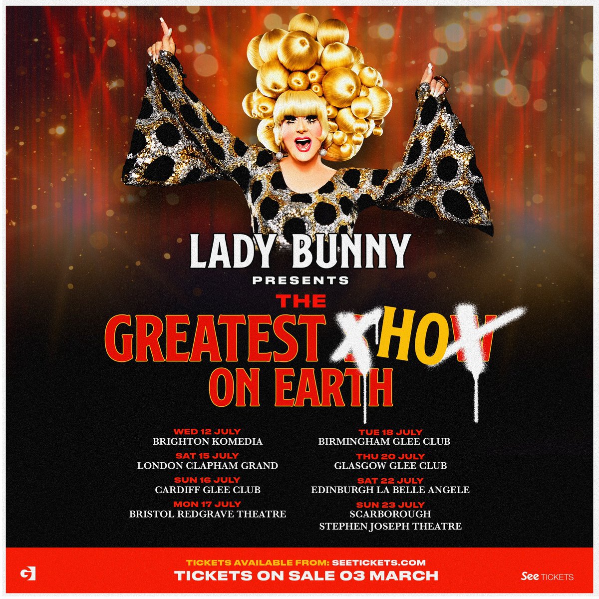 Fresh from a sell out 2022 tour <a href="/LADYBUNNY77/">LADY BUNNY</a> returns to the UK this July with a brand new show!
Sign up for the fan presale now: eepurl.com/ikRJHv