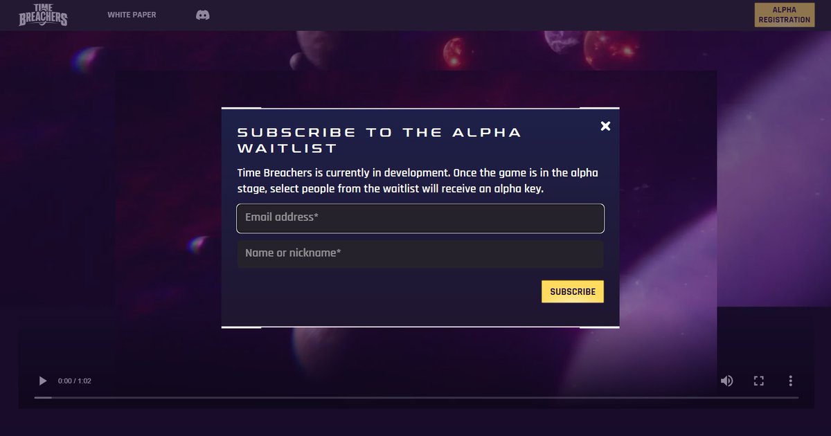 Last few days to register for the Alpha, don’t miss it! 👀

It’ll be closed on Friday

If you'd like to take part in the earliest stages of the game, register now

👉Go to the website: timebreachers.gg

👉RT this post

👉Post a screenshot in comment after you're registered