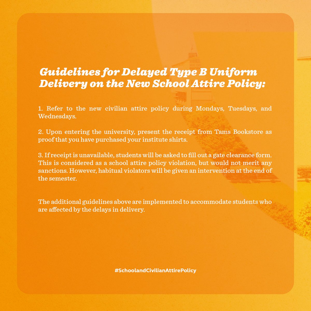 Re: School and Civilian Attire Policy