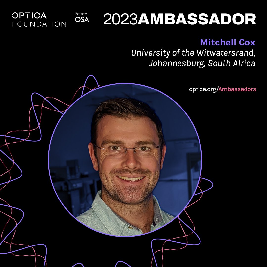 .<a href="/WitsUniversity/">Wits University</a> researcher Dr Mitch Cox is one of only 10 exceptional early-career members selected from around the world by the <a href="/OpticaWorldwide/">Optica</a> Foundation to join its 2023 class of #OpticaAmbassadors. 
wits.ac.za/news/latest-ne…
