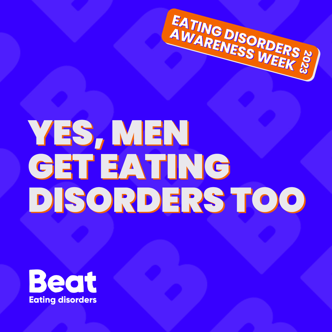 GoodThinkingUK's tweet image. Around 1 in 4 people with eating disorders are men, yet many struggle to speak out and their symptoms often go unnoticed. 

This #EatingDisorderAwarenessWeek we’re joining 
@beatED to #HelpMenGetHelp with our🧵to raise awareness of key triggers, symptoms and how to give support.