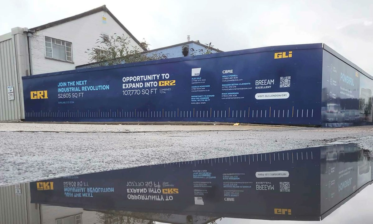 New hoarding installed at our first site #CR1 in #croydon as part of our @GLi_London platfrom. For further details get in contact with our agents @SHWProperty and @CBREIndustrial. #lastwordinlastmile #sustainableconstruction
