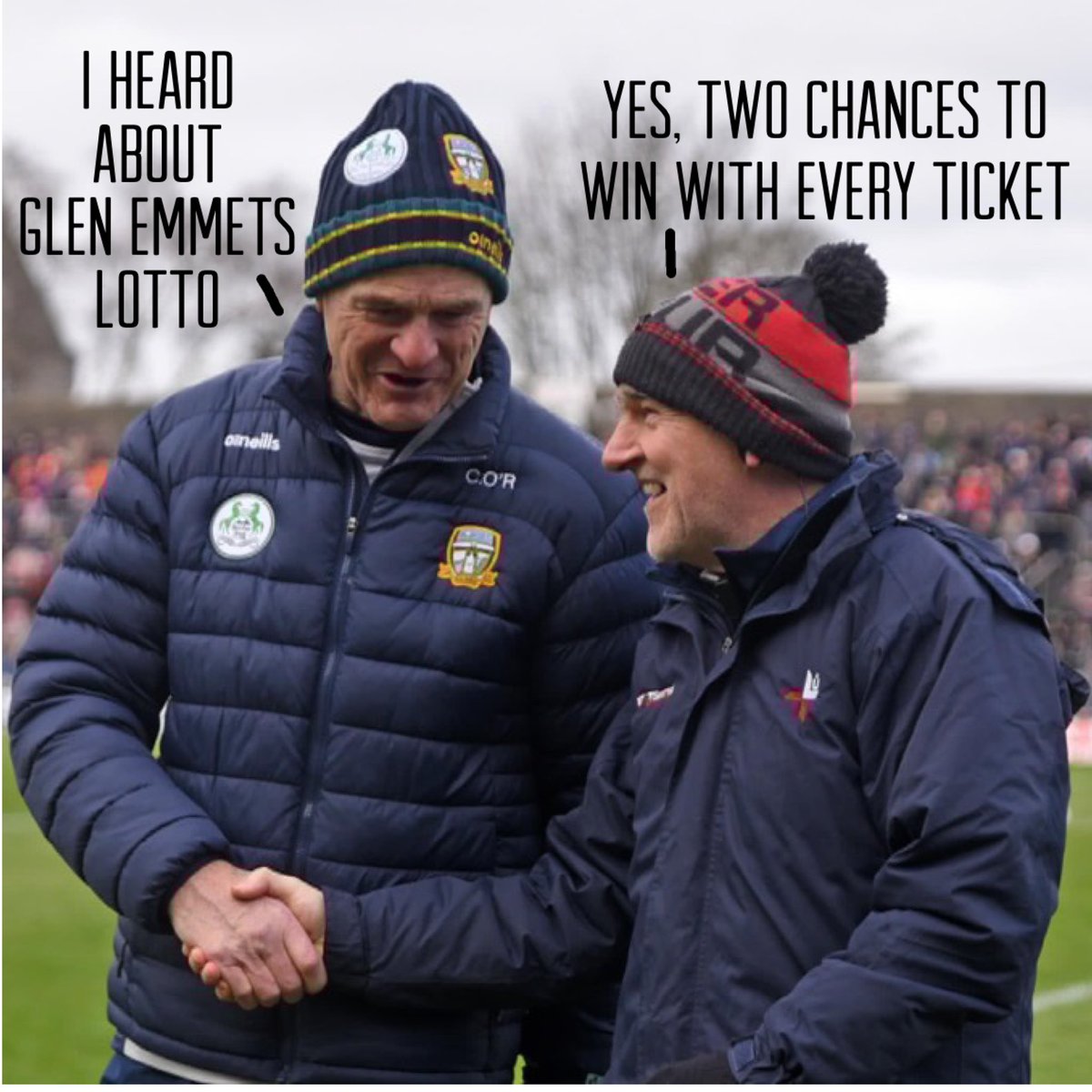 💫Main talking points….

🙌🏻TWO DRAWS, TWO JACKPOTS, TWO CHANCES to WIN….for just €2!💫
Be in with chance of winning 🌟€10,000 &amp; €1,400🌟 don’t forget to play! 
👉🏻Play online
bit.ly/31WBmdk
Draw on Tuesday night 
❤️💚Lotto is sponsored by The Morning Star Tullyallen