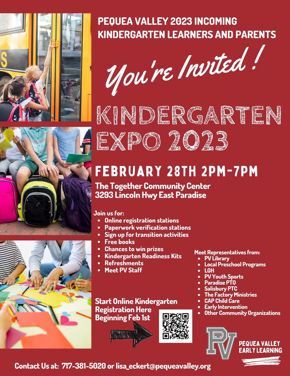 PVLiteracy's tweet photo. Incoming Kindergarten Families don't forget tomorrow February 28th is the Kindergarten EXPO! Stop by between 2pm-7pm! #pvbuildingbraves https://t.co/B2QUzEKy9f