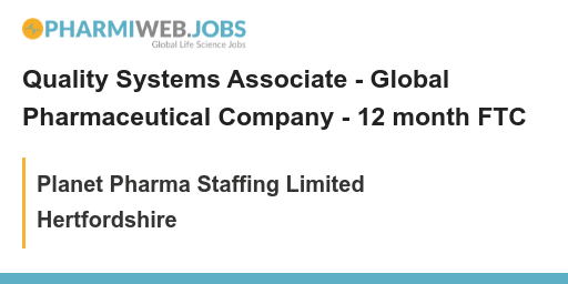 PharmaNews_Jobs's tweet image. Quality Systems Associate - Global Pharmaceutical Company - 12 month FTC - Planet Pharma Staffing Limited - Hertfordshire
Find Out More: bit.ly/3Zh8Coc

Gain experience in #qualitysystems in a global #pharmaceutical company. 12-month FTC available - apply now! #jobopport