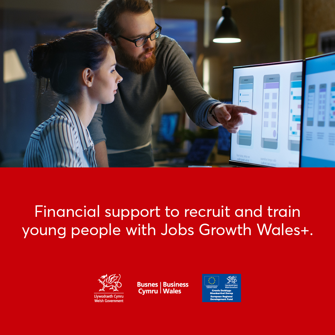 Employing a young person can bring:

👉New energy and perspective
👉Adaptability &amp; agility
Find out how Jobs Growth 

Wales+ could help you 👇

🔎Business Wales: We're in Your Corner
📞03000 6 03000
#WereInYourCorner