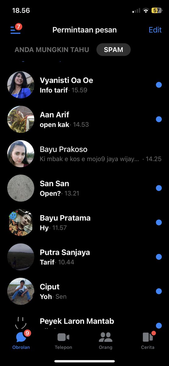 Anj bgt ya org2 fb di solo, sembarangan bgt klo ngeinbox 😭 Sumpah messanger gue 85% nanyain bo tarif memek emg ni org2 fesbuk 🥵