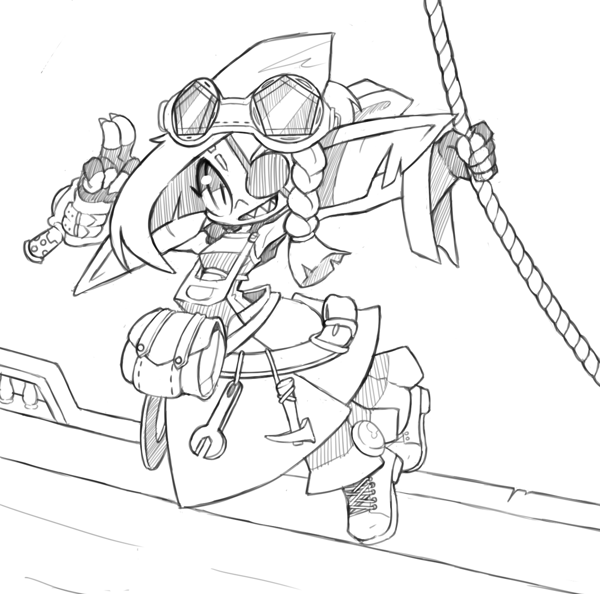 Eldraev's tweet photo. My goblin artificer Moxie finally joined the party again so I gave her a redesign https://t.co/4uPYw6oysM