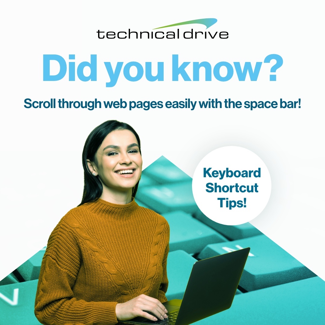 TechnicalDrive_'s tweet image. The #SpaceBar is the longest key on the keyboard but did you know it can jump through web pages on your PC? ⌨️

Stop scrolling 🐭, one tap jumps a whole page!

Work smarter with our time-saving #TechnicalTips⏰
technicaldrive.co.uk/articles/keybo…

#TechnicalDrive #ITSupport