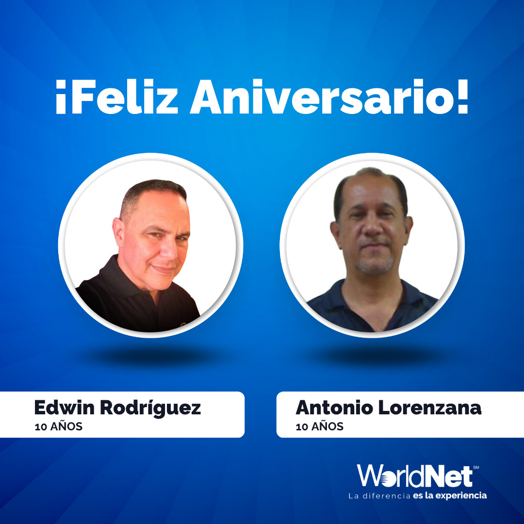 WorldNetPR's tweet photo. ¡Feliz Aniversario a nuestros empleados! WorldNet está agradecido por su compromiso con el  bienestar de nuestros clientes y socios de negocio.

Conoce más acerca de nuestra empresa y las oportunidades de empleo en https://t.co/TkCwRR96OB. https://t.co/UhA0Ph9iyL