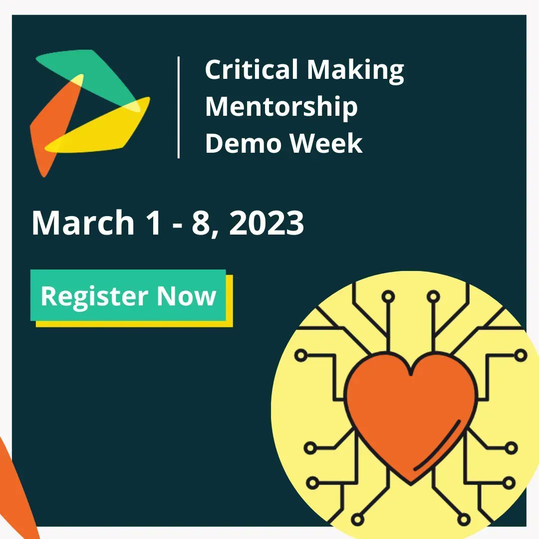 Critical Making EU (@critical_making) on Twitter photo 🙌 The #CriticalMaking mentorship program is showcasing its mentees' final prototypes at #Demoweek! Join us to discover how our mentees are shaping a sustainable future, and be inspired to be a critical maker yourself! Register for demo week here: globalinnovationgathering.org/event/critical… See you! 🙌 The #CriticalMaking mentorship program is showcasing its mentees' final prototypes at #Demoweek! Join us to discover how our mentees are shaping a sustainable future, and be inspired to be a critical maker yourself! Register for demo week here: globalinnovationgathering.org/event/critical… See you!