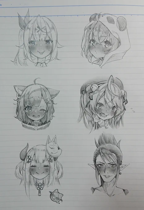 【※キャラ崩壊注意】
にじさんじメンバーで照れ顔落書き描いてみました✨🌈✨ 