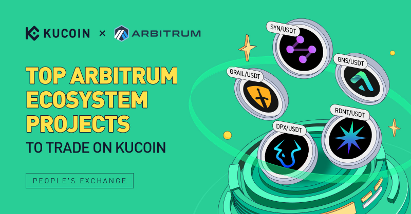 kucoincom's tweet photo. Arbitrum recently surpassed Ethereum in daily transaction volume, and there’s considerable interest in this Layer2 scaling solution. 

Get in on the hype by trading these top projects from the Arbitrum ecosystem on KuCoin!

#Arbitrum #Layer2 #Ethereum
