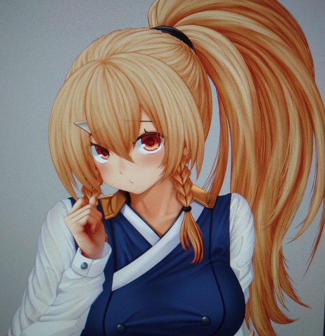 まだハイライトとかも全然入れてないんだけど、正直この髪の毛の塗り方はどうなんだろうか…🤔
やっぱりただぐちゃぐちゃ塗ってるだけに見えますかねぇ 