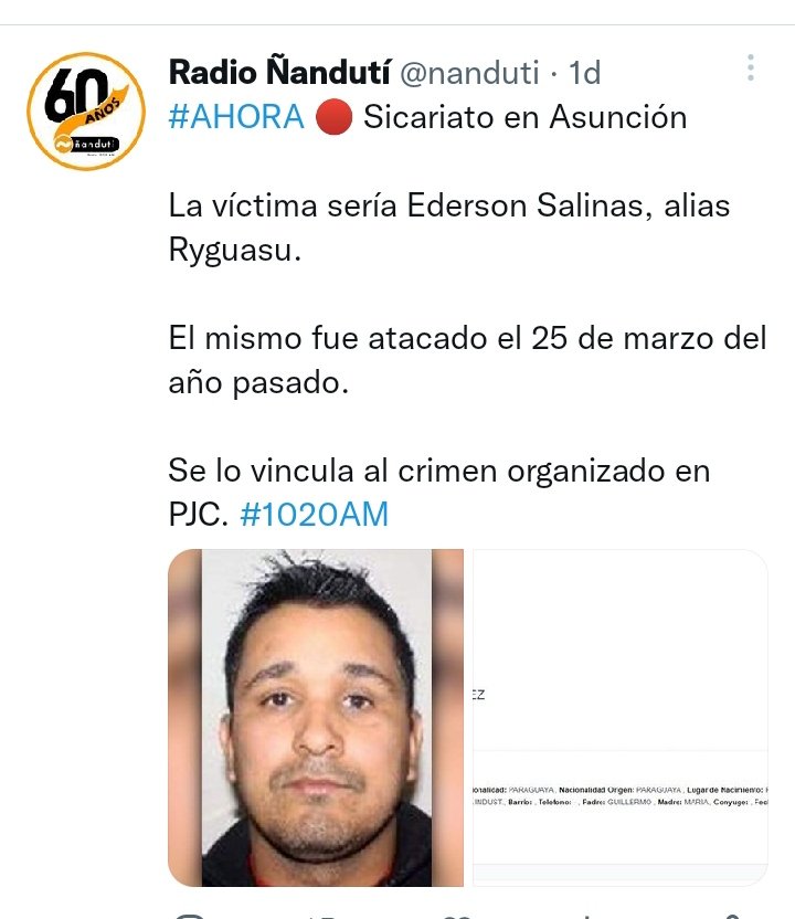 Sarsergeidaniel's tweet photo. El asesinato de éste "narco", NO tuvo repercusión... Por que?
Por que no había como vincularlo con Cartes!
Es de Pedro Juan Caballero (Amambay) Gobernado a más de 20 años por Liberales!
Detalle a parte el personaje, está afiliado al PLRA!
"Como Efraín va a combatir la Mafia? https://t.co/9FwIq7v7zn