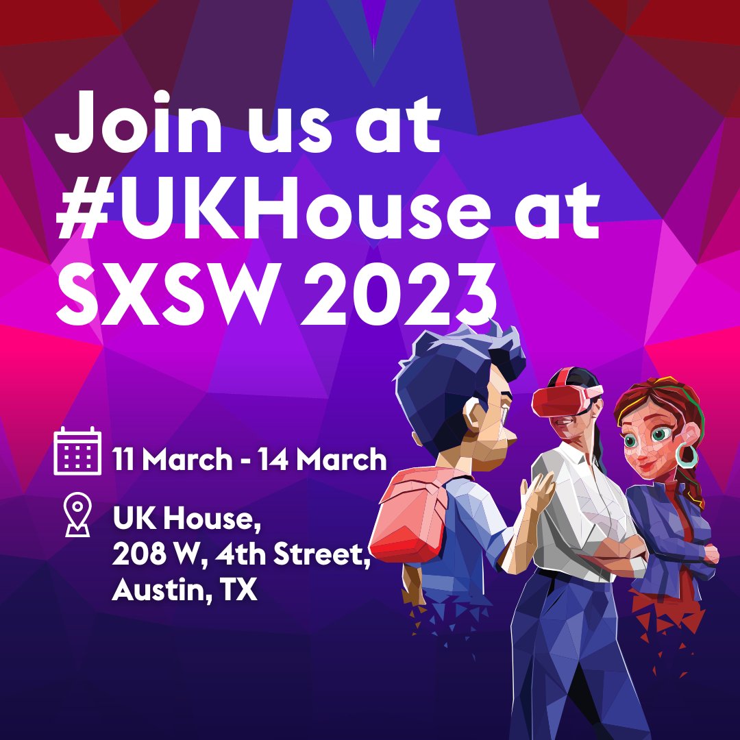 Ready to explore the UK House at SXSW? Unlock the latest content trends and networking opportunities! 🔑
 
RSVP bit.ly/UKHOUSE2023
 
📆 3/11 – 3/14
 
📍 208 W 4th St, Austin
 
#UKatSXSW #SXSW