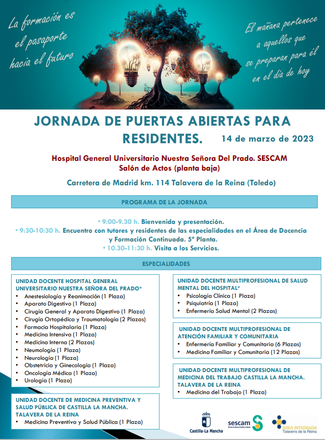 pfluriache's tweet photo. 🔴¿Quieres hacer tu residencia en
#SanidadTalavera?
✍️Apunta: 14 de marzo Jornada de Puertas Abiertas para #Residentes Te lo vas a perder???? https://t.co/j4jdSwfRB2