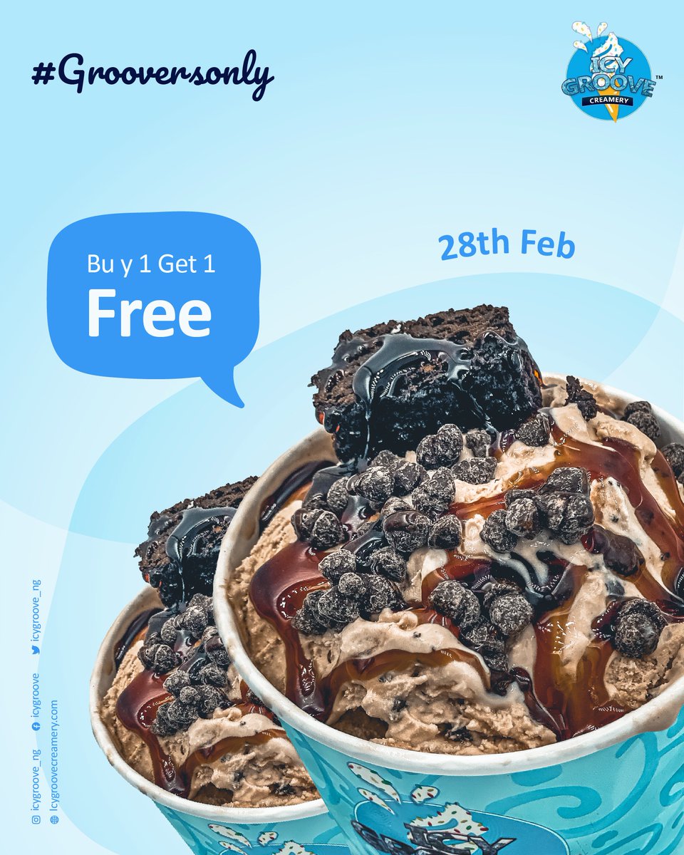 IcyGroove_ng's tweet photo. Hello Groovers! There’s no way we’re going to end the Month of ❤️❤️❤️ without putting you in the GROOVE 💃🏾❤️🍨
So,Tomorrow is the last Day of #Grooversonly don’t miss it for anything
Available @
❄️Hollygroove PH
❄️Groovebumps Owerri https://t.co/T7NTRkfPjQ