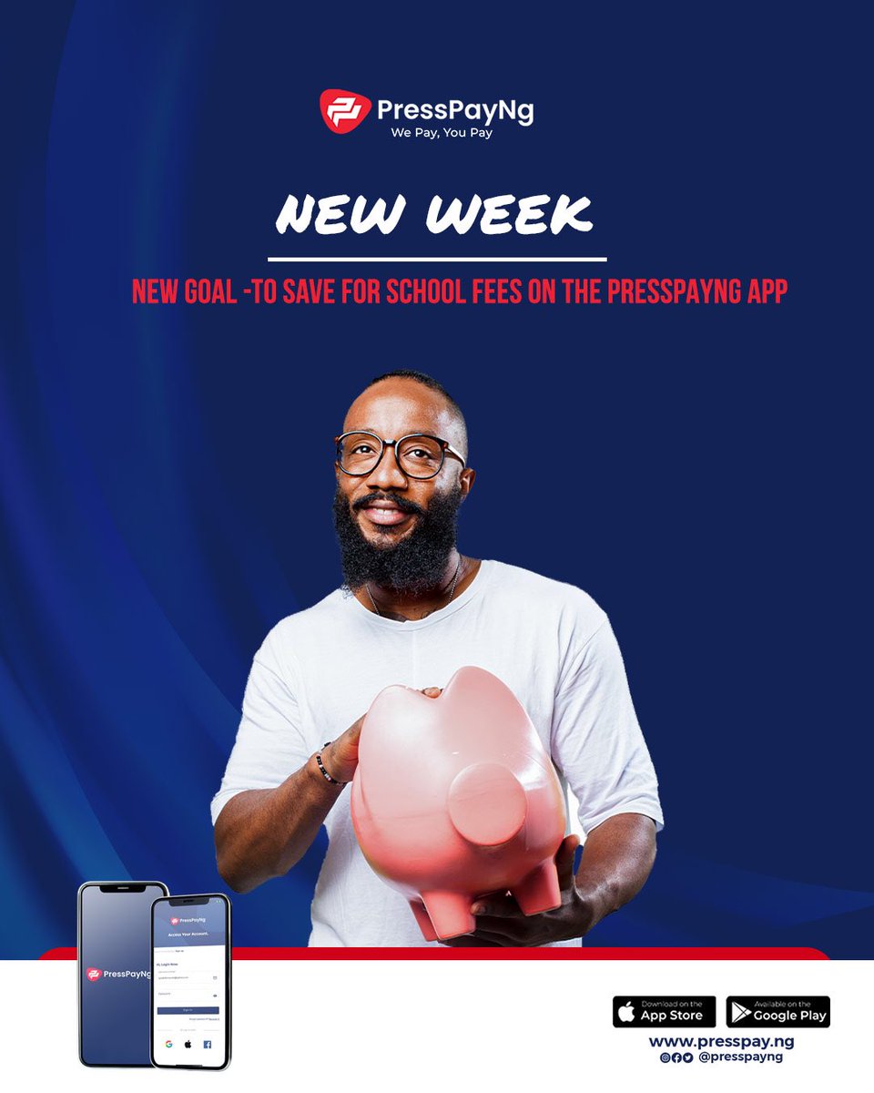 PressPayNg1's tweet photo. Choose PressPayNg as your reliable platform for saving your school fees.
#PressPayNg #Scholarshipscheme #EduSavings #EduLoans #WePayYouStudy https://t.co/94b4ILE8ST