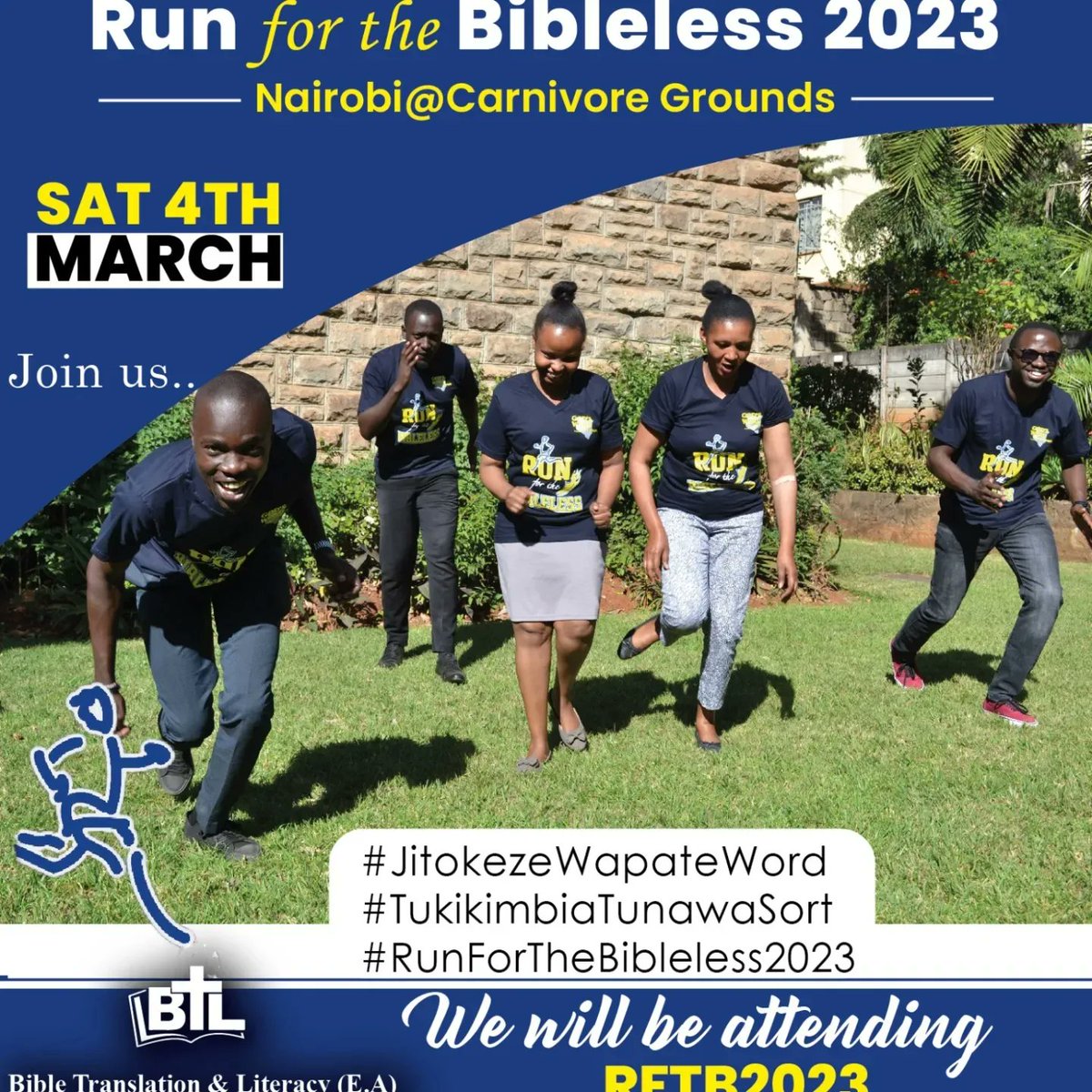 TITOCLINTON1's tweet photo. #RunForTheBibleless2023 is here. It will be on 4th March 2023 at Carnivore grounds
#TukikimbiaTunawasort
#JitokezeWapateWord
@JKUATCU 
@TashRemy 
@NoahSiokan 
@Code4jeph 
@Its_Addi_BEKA https://t.co/Y9n6yJlUvB