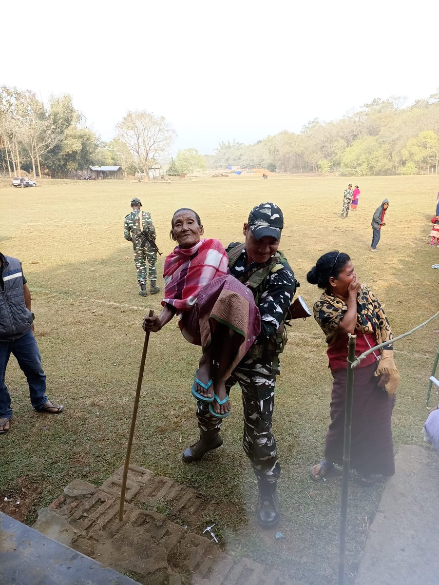 The officers and personnel of the 67 BN CRPF deployed for Assembly Election duties in Khasi-Jaintia Hills Region. Troops of this unit helped the senior citizens, Divyang Jan and peacefully completed the polling, today.