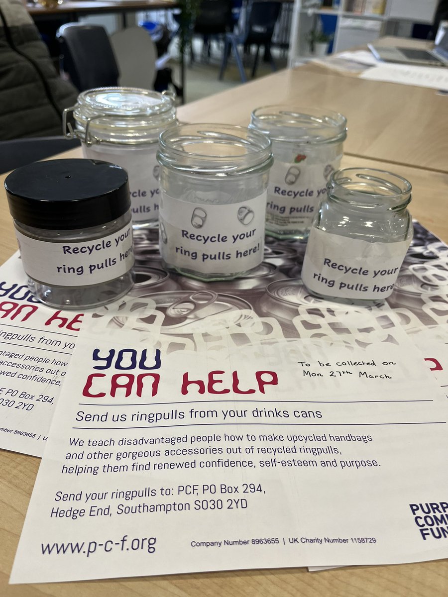 S2 Life Skills group are collecting ring pulls to donate to the Purple Community Fund. Jars are in staff bases and will be collected on Mon 27th March.  Please help us to collect as many as possible. 😊 <a href="/PCF_UK/">PurpleCommunityFund</a> <a href="/theparkmains/">Park Mains High</a>