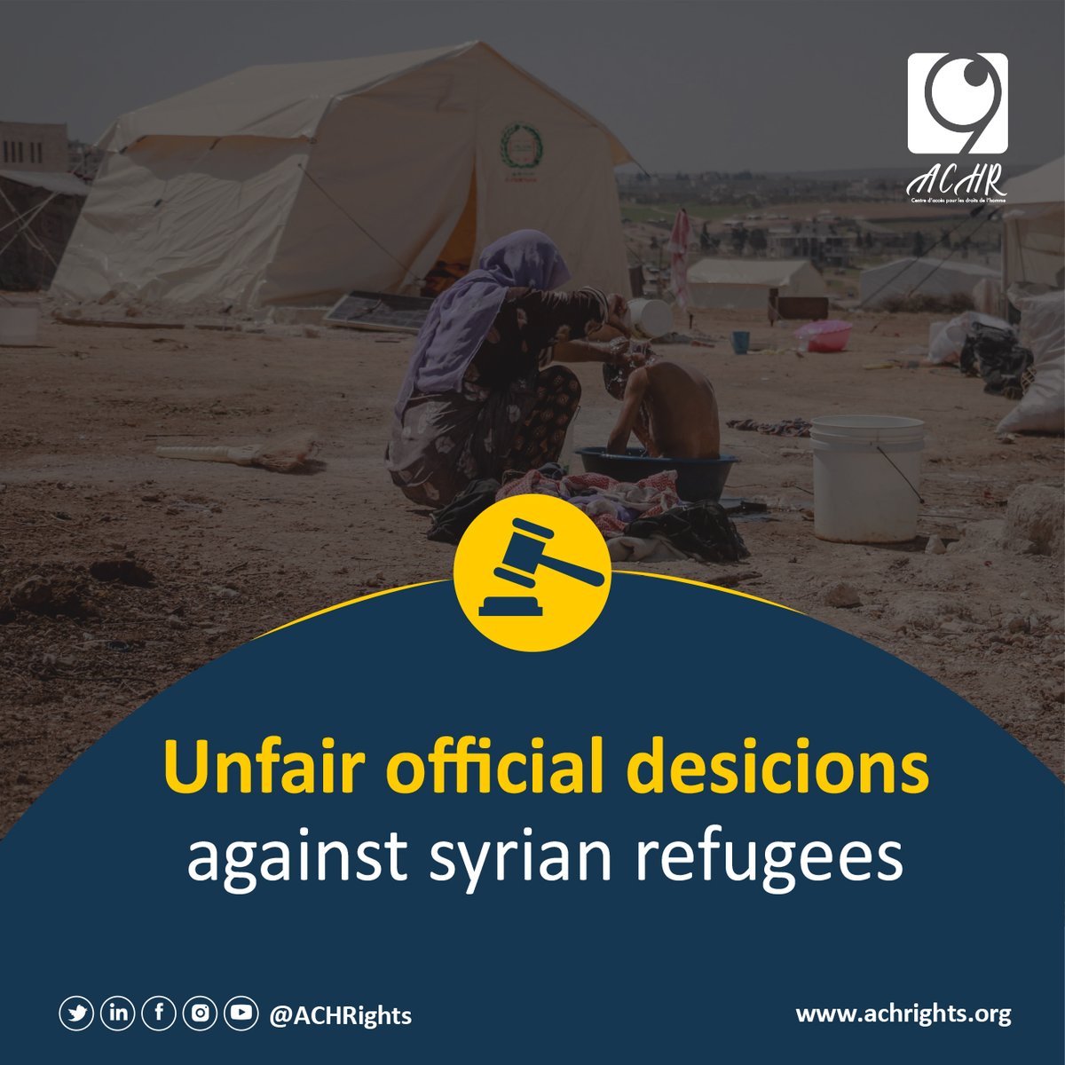 ACHRights's tweet photo. #Syrian_refugees will not live humanely in #Lebanon as long as they are forbidden to work and face the risk of #deportation at any time.  
#Together_for_humanـrights #irregular_migration https://t.co/W2imhvLzqM