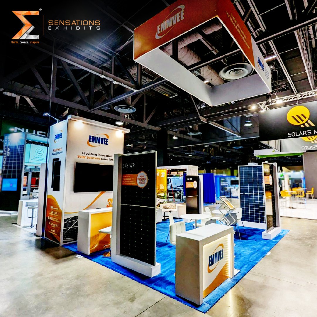 We gave our best in solarizing @EMMVEEIndia  presence at @IntersolarNA  2023!
 Explore more of our recent projects at sensationsexhibits.com/vision-to-real…
#SensationsExhibits #exhibition #america #Tradeshow #trends #tradeshowtrends #BoothDesign #eventprofs #BoothBuilder