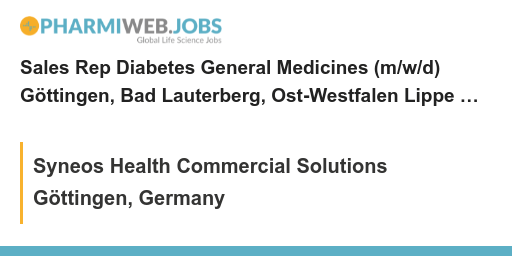 PharmaNews_Jobs's tweet image. Sales Rep Diabetes General Medicines (m/w/d) Göttingen, Bad Lauterberg, Ost-Westfalen Lippe &amp;amp; Goslar - Syneos Health Commercial Solutions - Göttingen, Germany
Find Out More: bit.ly/3xSRBEW

"Be part of the #Pharma revolution! #SalesRep needed for #Diabetes &amp;amp; General medi