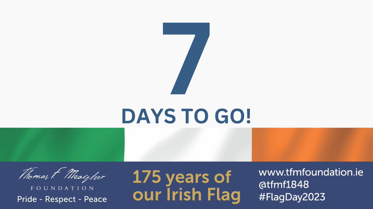 tfmf1848's tweet photo. 📢Principals and Teachers
ONE WEEK TO GO!🗓️
Have you booked your tickets yet for the Post Primary Schools Flag Presentation Ceremony in honour of the 175th Anniversary of the first flying of the Irish tricolour flag? Tickets⬇️
https://t.co/VDiRltyWUC
#FlagDay2023 #175Flag https://t.co/zPLOteHQQE