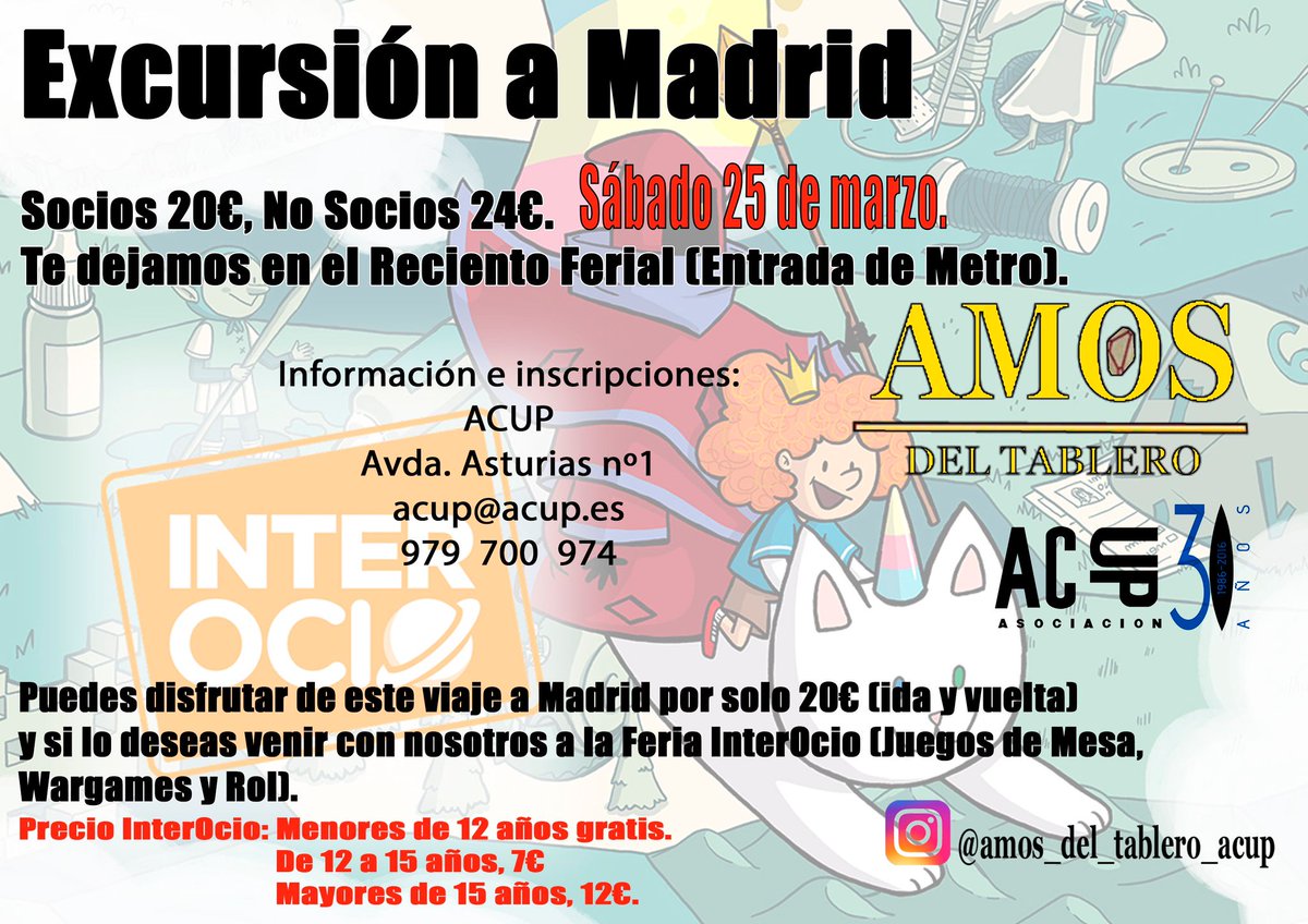 acuphammer's tweet photo. Te invitamos a participar en este viaje que estamos organizando a la feria internacional Interocio, una de las ferias de juegos de mesa, wargames y rol más importante de nuestro país, o si simplemente quieres aprovechar  el viaje puedes ir a Madrid por un precio muy económico. https://t.co/5hp4Ank9Dq