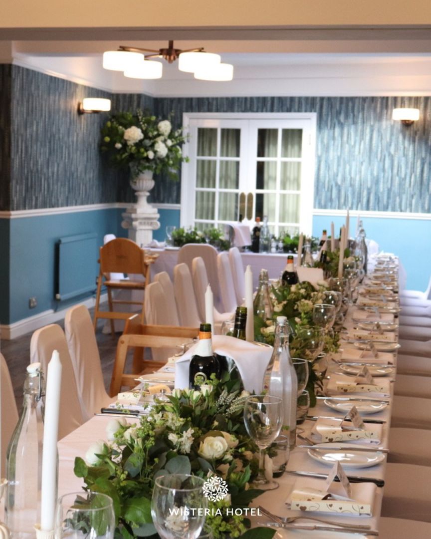 If you're planning a wedding reception with a sit-down meal, then the Wisteria Hotel has got you! ✨ Our selection of private dining rooms are available – catering for 10 to 80 people.🍴😍

Enquiries ⤵️
01572 722844
enquiries@wisteriahotel.co.uk