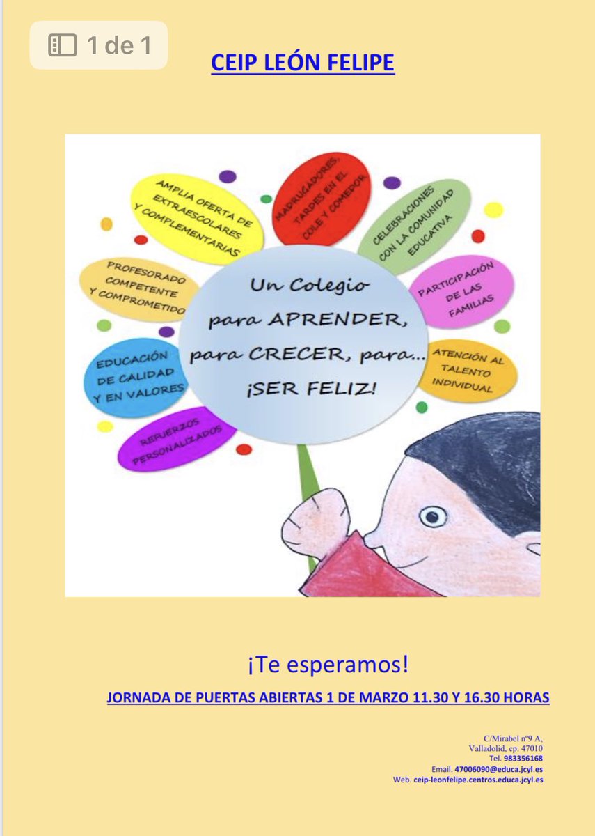 CEIPLEONFELIPE's tweet photo. Jornada de puertas abiertas. Ven a visitarnos!!! https://t.co/bHweYs5j1i