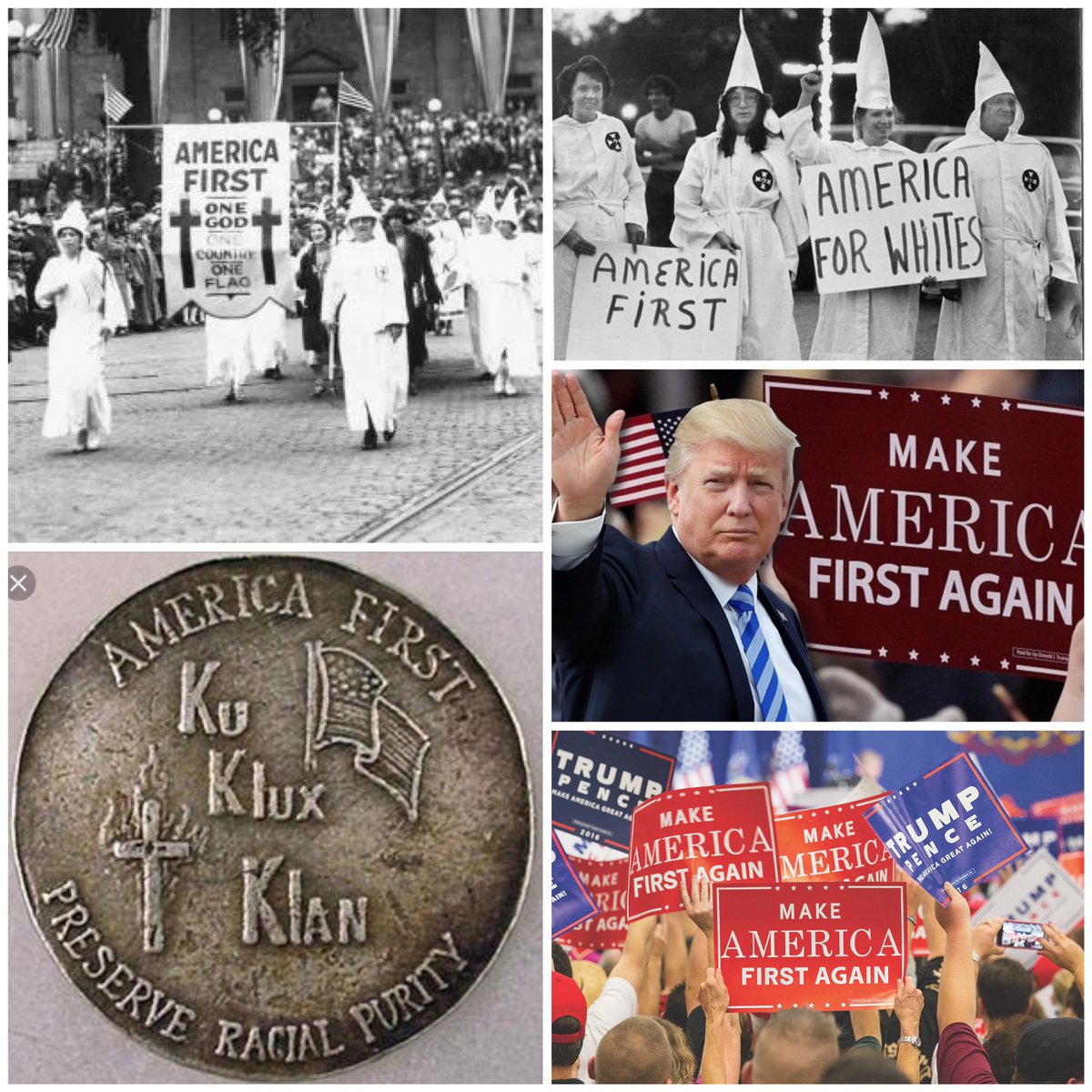 Every time Donald Trump and all his republican supporters used the phrase “America First” never forget they got that slogan directly from the KKK