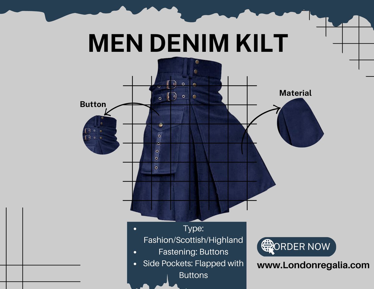 Shop Now: Londonregalia.com 
 #Freemasons #Freemasonry #Scotish #scotishdenimkilt  #denim #fashionstyle #masonic #Masonicbrothers #freemasonic