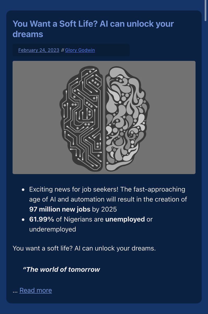 TechAssemblyCo's tweet image. Exciting news for job seekers! The fast-approaching age of AI and automation will result in the creation of 97 million new jobs by 2025
You want a soft life? AI can unlock your dreams.
IT IS DONE
Read more here:
techassembly.co/posts/you-want…