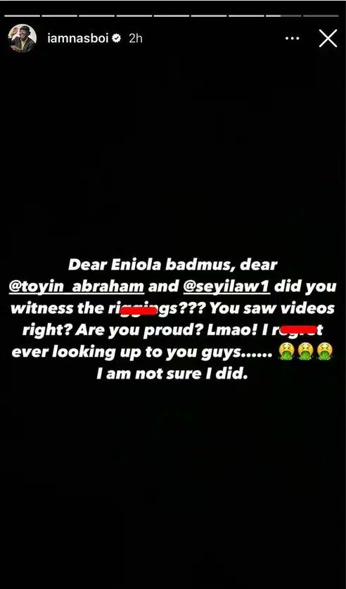 “I regret looking up to you”– Comedian Nasboi blocks Eniola Badmus, Toyin Abraham, Seyi Law for supporting Tinubu