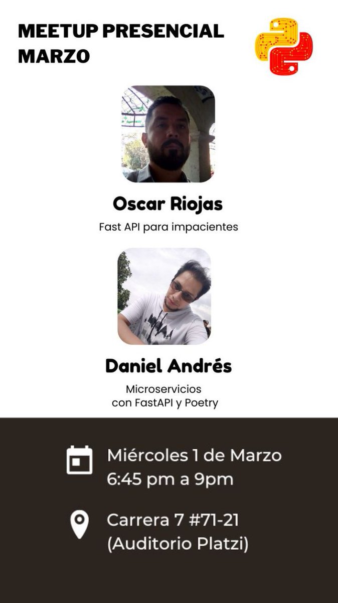 DanLiTux's tweet photo. Crear microservicios con #python y #fastAPI en @platzi https://t.co/iNXiLrje1s