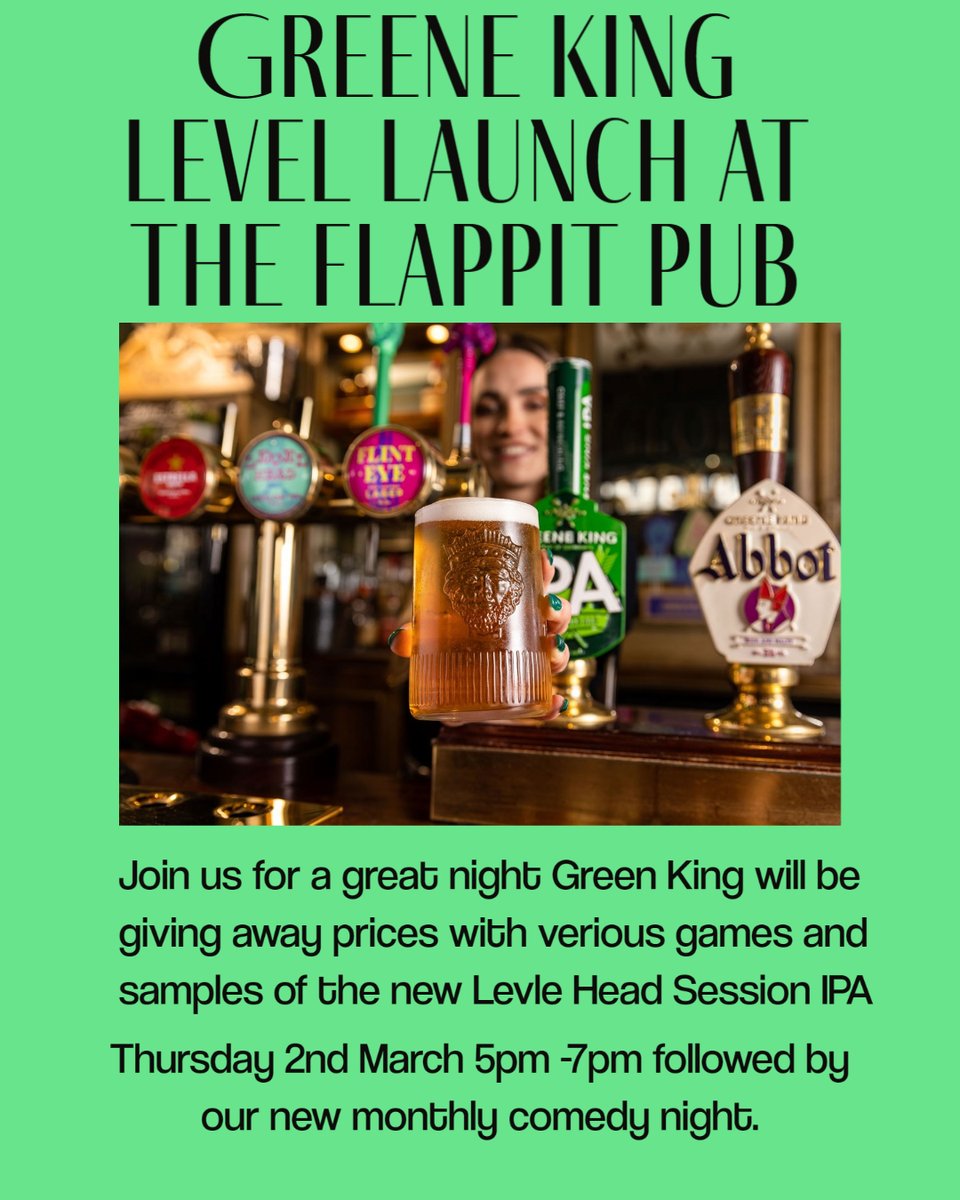 What a Thursday we have planned <a href="/theflappitpub/">The Flappit</a> this week come down and get involved with Greene Kings Level Head promo night enjoy games, free drinks and try and win some prizes Thursday 2nd March between 5pm and 7pm this week followed by our 1st new monthly comedy night